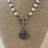 Maryna Jewelry Silver Chain/Pearl Coin Necklace