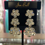 Jim Ball Earrings PV248 - Stone Cluster - Clear/Silver