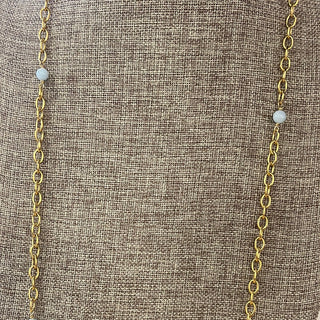 Maryna Jewelry Long Gold Chain/Grey Bead
