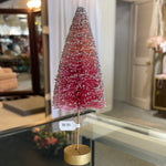 2.5W"x7"H Pink Ombre Glittered Bottle Brush Tree