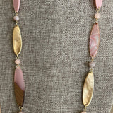 Light Pink Acrylic/Wood Long Necklace