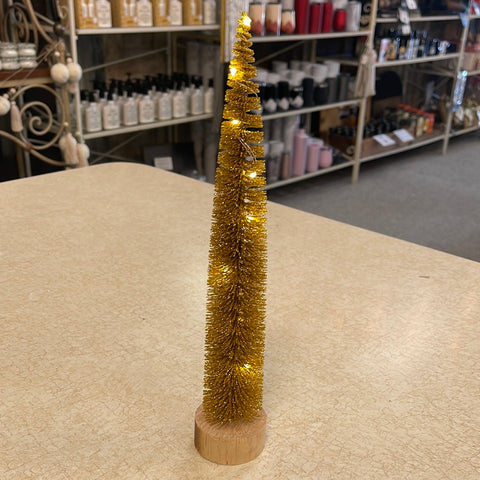 Mustard Glitter Bottle Brush Tree with Lights