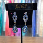 Jim Ball Small Crystal Drop Earrings CE335  - Lt. Sapphire/Silver