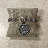 Maryna Jewelry Lavender Beaded Coin Pendant Bracelet