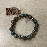 Maryna Jewelry Green/Gold Beaded Bracelet