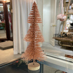 Christmas Decor - Bottle Brush Tree 8" Peach Glittered