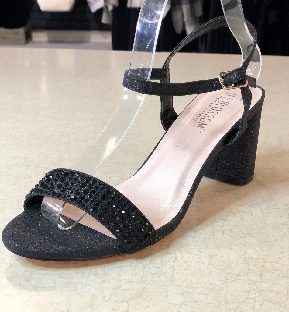 Black sparkly low heel shoes Outlet