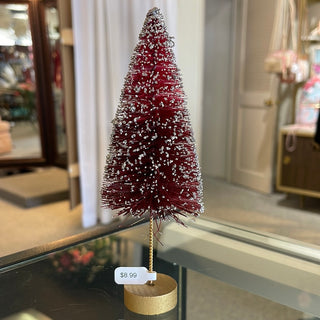 2.5W"x7"H Red Glittered Bottle Brush Tree