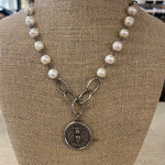 Maryna Jewelry Silver Chain/Pearl Coin Necklace