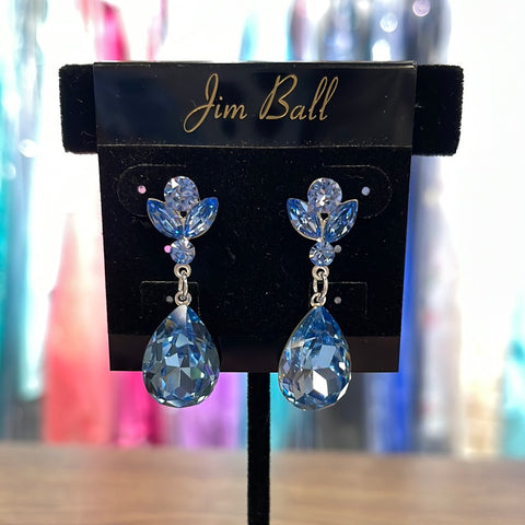 Jim Ball Small Crystal Drop Earrings CE1151 - Lt. Sapphire/Silver