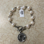 Maryna Jewelry Pearl/Silver Toggle Pendant Bracelet