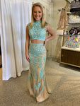 Paparazzi by Mori Lee 98082 - Aqua/Nude Size 0