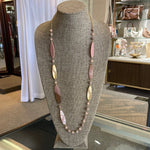 Light Pink Acrylic/Wood Long Necklace