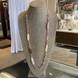 Light Pink Acrylic/Wood Long Necklace