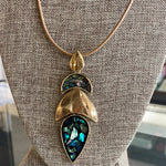 Blue/Green Resin Pendant Long Necklace