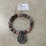 Maryna Jewelry Mauve/Silver Coin Pendant Bracelet