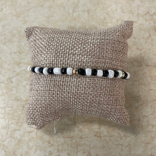 Black/White/Gold Beaded Bracelet