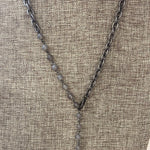 Maryna Jewelry Silver Chain/Grey Beaded Lariat Necklace