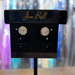 Jim Ball Small Crystal Stud Earrings - Clear/Silver