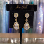 Jim Ball Earrings CZ633 - CZ Clear/Gold
