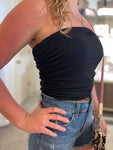 Clothing - Top Black Side Rouched Tube Top