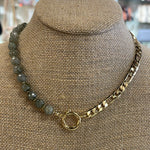 Gold Chain/Gray Beaded Necklace