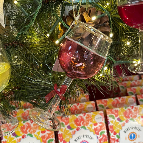 5" Glittered Red Wine Glass Ornament