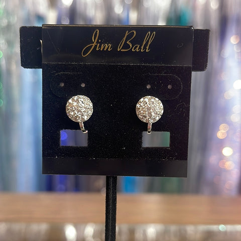 Jim Ball Clip-On Earrings CE1314 - Clear/Silver