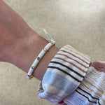 White Enamel CZ Cuff Bracelet