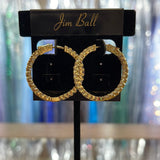 Jim Ball Hoop Earrings CZ586 - CZ Clear/Gold
