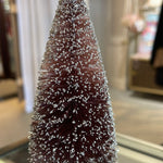 Christmas Decor - Bottle Brush Tree 2.5W"x7"H Burgundy Ombre Glittered
