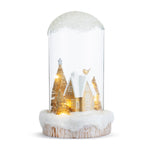 Christmas Decor - Lit White/Gold Winter Home Cloche Vignette